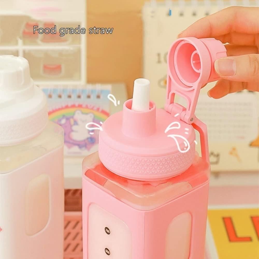 Kawaii Sip Buddy Bottle — 700ml Cute Straw Water Bottle with Leak-Proof Lid