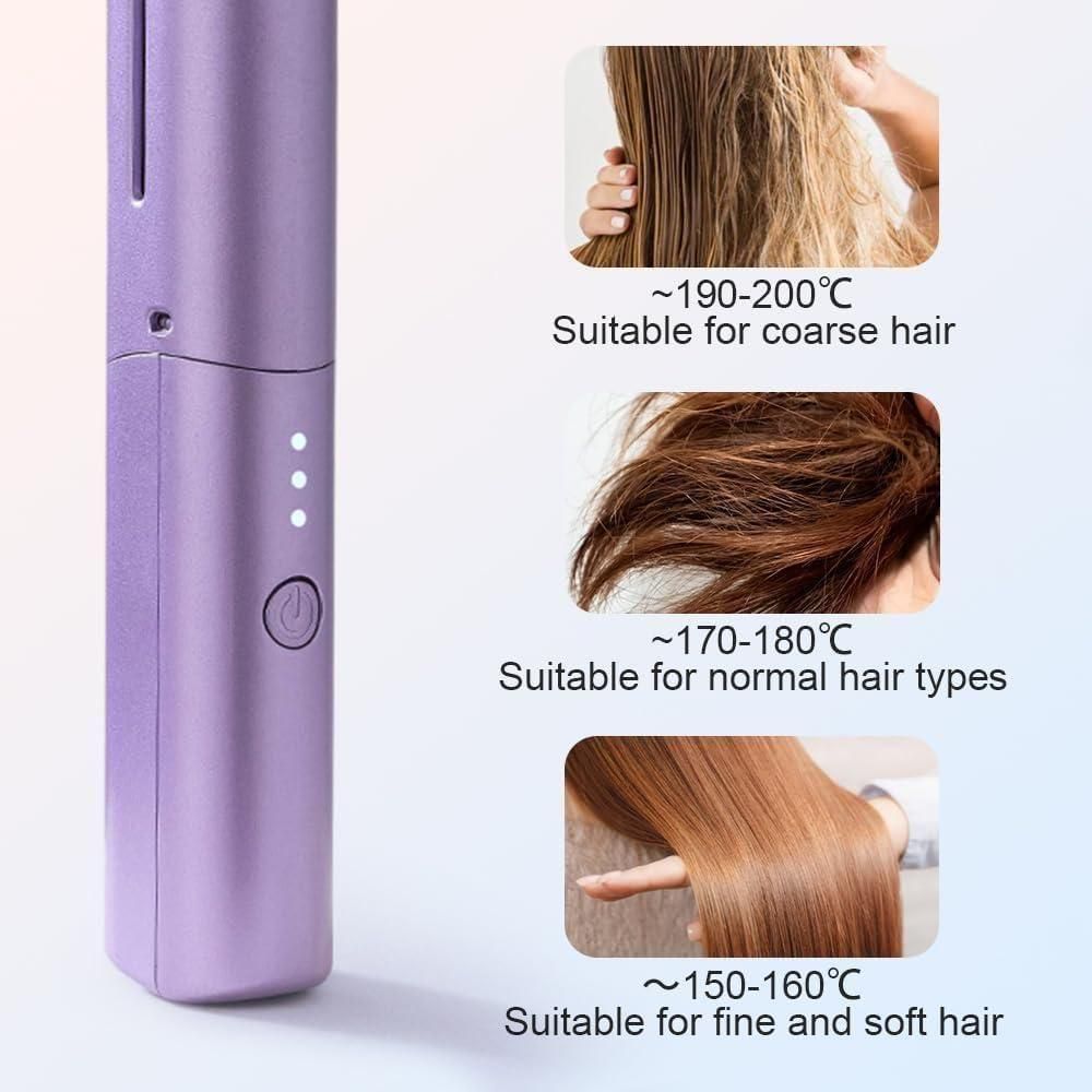 StyleGo Cordless Mini Straightener — Rechargeable Hot Comb for Instant Sleek Hair Anywhere