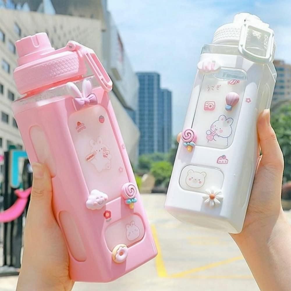 Kawaii Sip Buddy Bottle — 700ml Cute Straw Water Bottle with Leak-Proof Lid